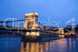 chain bridge over danube river, budapest cityscape