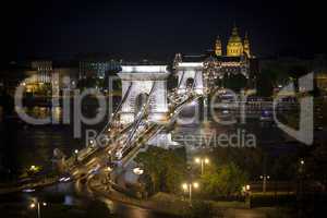 chain bridge over danube river, budapest cityscape