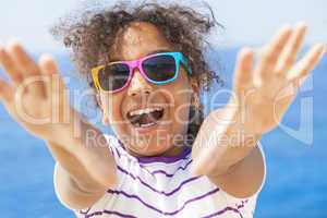 Laughing Mixed Race African American Girl Child Sunglasses