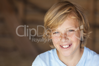 Young Happy Blond Boy Child Smiling