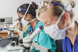 Asian Female Scientist Using Microscope in Laboratory