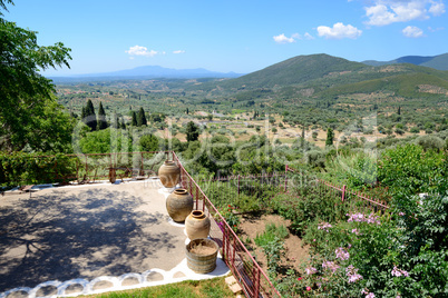 the view on ruins in ancient messene (messinia), peloponnes, gre