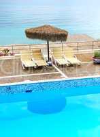 sea view swimming pool in the luxury hotel, peloponnes, greece