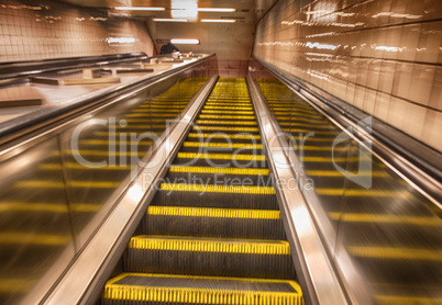 Moving escalators, blurred picture