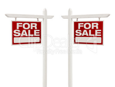 Pair of For Sale Real Estate Signs With Clipping Path