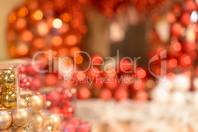 Red Christmas decorations glittering background
