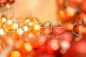 Blurred red and gold Christmas baubles background