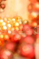 Christmas bulbs glittering background red and gold