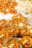 Glittering golden Christmas balls decoration