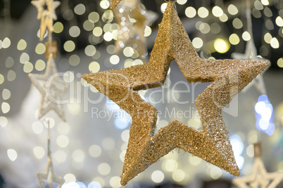 Golden metallic star shiny Christmas decoration