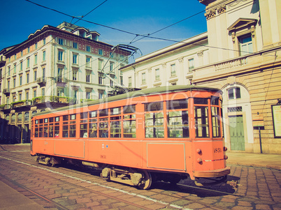 retro look vintage tram, milan