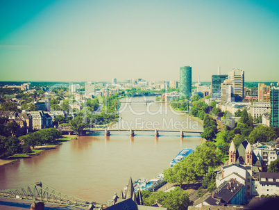 retro look aerial view of frankfurt