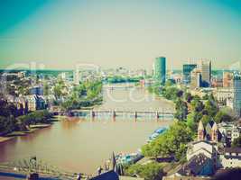 retro look aerial view of frankfurt