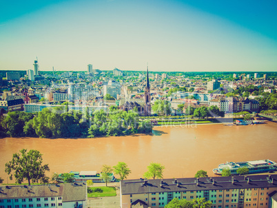 retro look aerial view of frankfurt