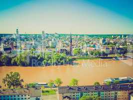 retro look aerial view of frankfurt