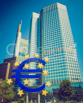 retro look european central bank in frankfurt