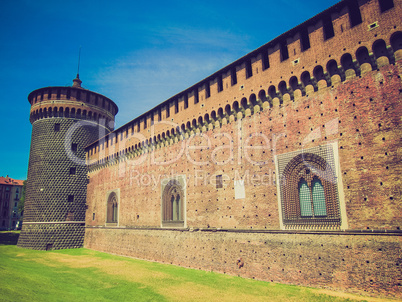 retro look castello sforzesco, milan