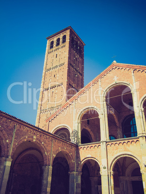 retro look sant ambrogio church, milan