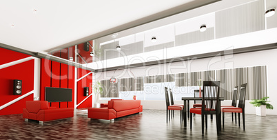 Interior of modern apartment panorama