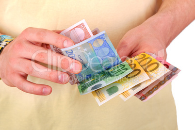 Hands counting money bills