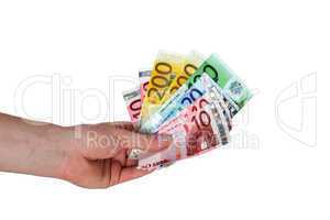 Hand holding banknotes