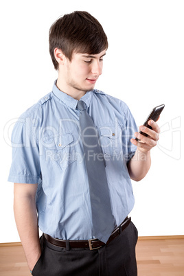 Young businessman calling by phone