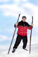 Man with cross-country skis