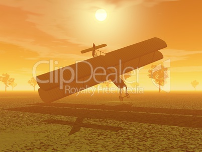 Biplane crash - 3D render