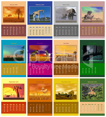 Safari calendar for 2014