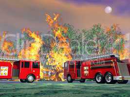Fire trucks in action - 3D render
