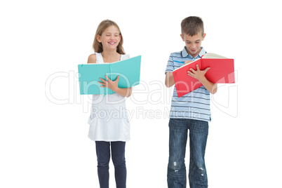 Brother and sister doing their homework together