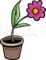 flower in pot clip art cartoon illustration
