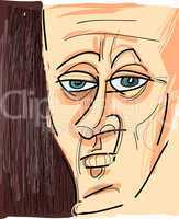 face of man cartoon sketch illustration
