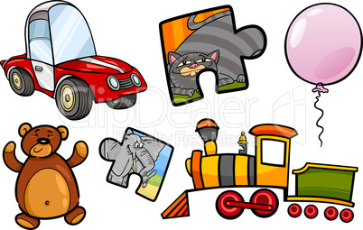 toys objects cartoon illustration set