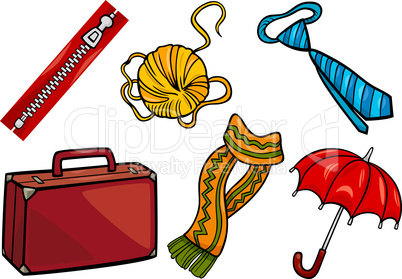 accessories objects cartoon illustration set