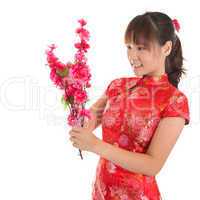 Chinese cheongsam girl decorate