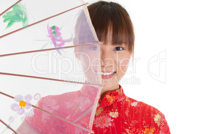 Chinese cheongsam girl with umbrella