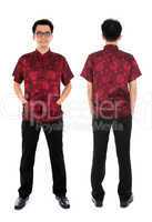 Chinese cheongsam male front and back view