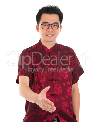 Asian man gives a handshake