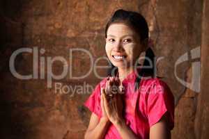 Myanmar girl welcoming