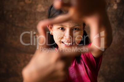 Myanmar girl playing fun.