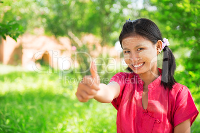Myanmar girl thumb up