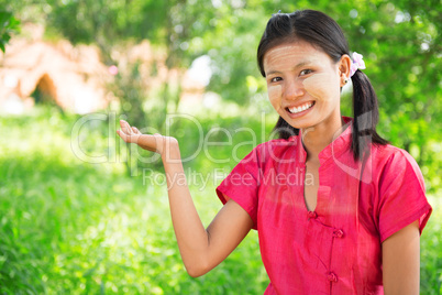 Myanmar girl showing empty palm