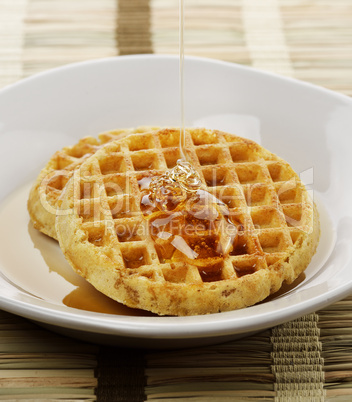 Waffles With  Maple Syrup