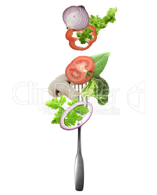 Fresh Vegetables On A Fork