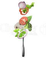 Fresh Vegetables On A Fork