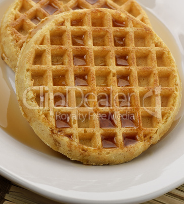 Waffles With  Maple Syrup