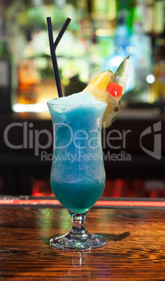 Close up on colourful frozen cocktail with pineapple