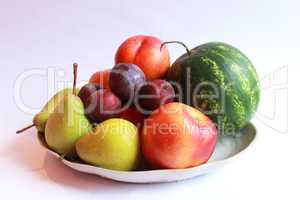 still life from the watermelon, pears, pluma and nectarine