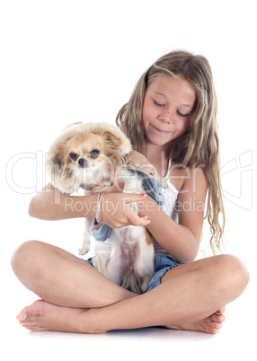 child and chihuahua